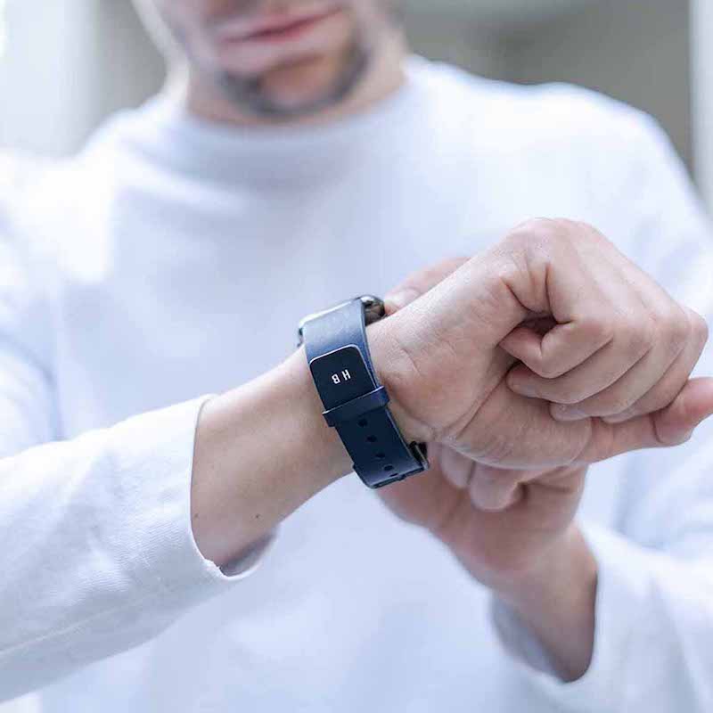 Apple Watch 義大利手工 全粒面小牛皮革錶帶 - 英國藍