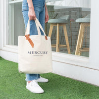 Mercury 米色正反logo肩背厚帆布袋