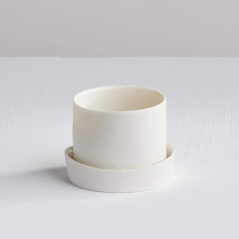 水波蓋杯(2件式) - 白色