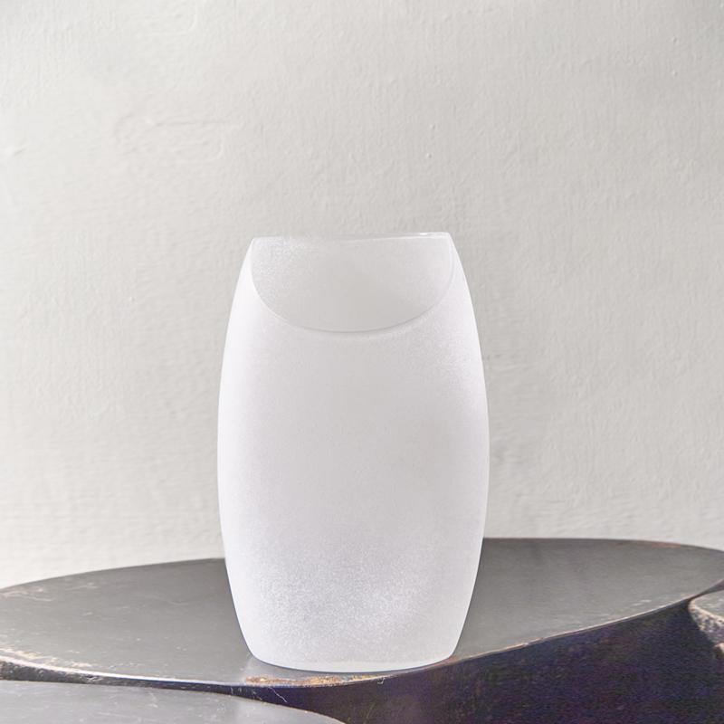 玻璃月型口扁平花器 (8號)  - 白