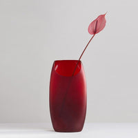 玻璃月型口扁平花器 (9號)  - 紅