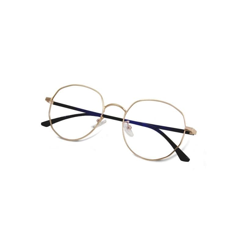 流金的日月同輝│珊瑚金幾何圓弧修飾多邊設計金屬框UV400濾藍光眼鏡