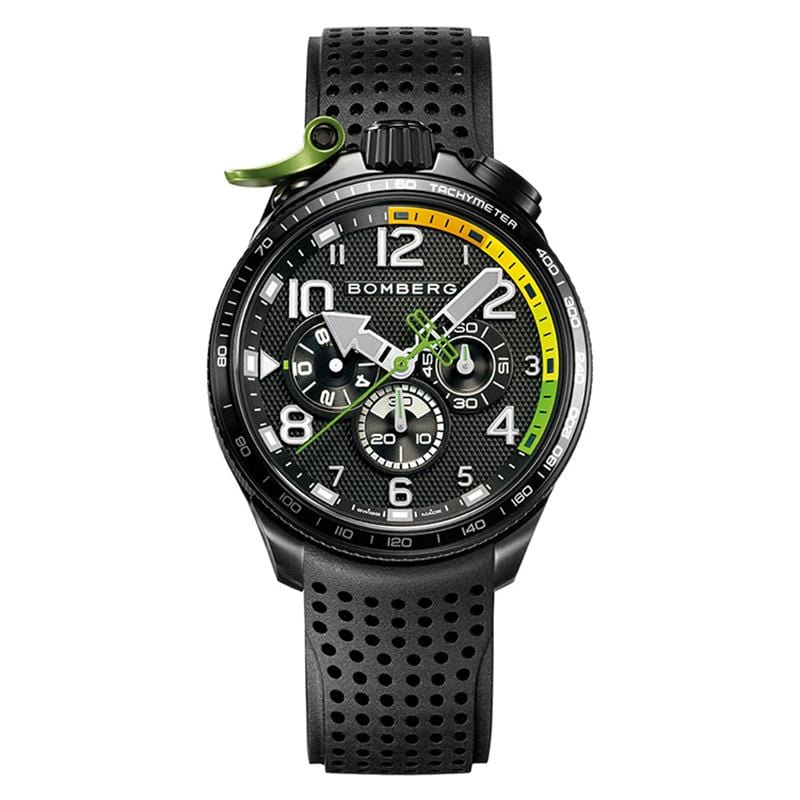 BOLT-68 Racing系列 黑綠XL賽車計時碼錶｜加碼贈送 BOMBERG原廠手環，數量有限，送完為止!