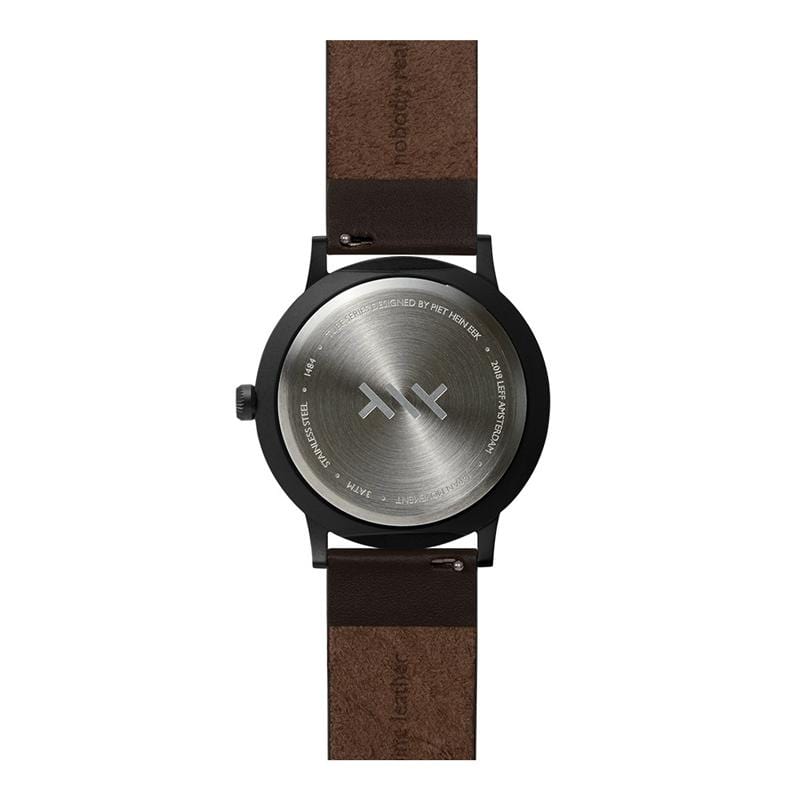 Tube ｜北歐工業齒輪設計真皮腕錶(40mm, 霧黑錶盤、棕色皮革錶帶)