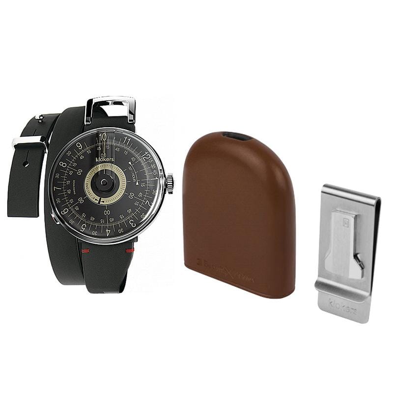 KLOK-08-D3 黑軸錶頭＋IL BUSSETTO X KLOKERS BELL皮革懷錶套件＋黑色時尚多功能錶帶