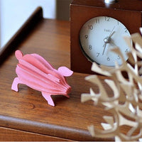 3D立體拼圖樺木明信片|擺飾|禮物 - 嘟嘟豬(9.5cm)