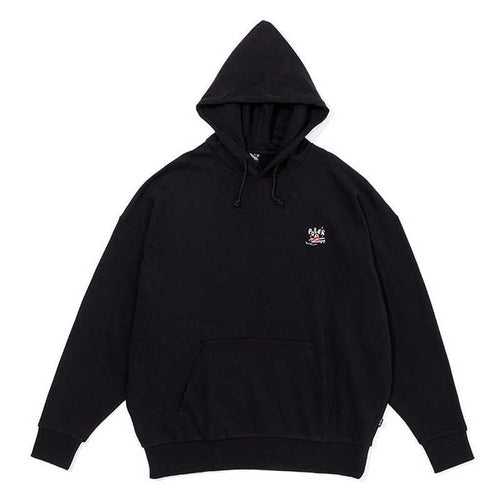 日本限定- 13oz- SLEDDY HOOD寬鬆版連帽上衣 /休閒上衣- 正面圖案刺繡/ 黑色