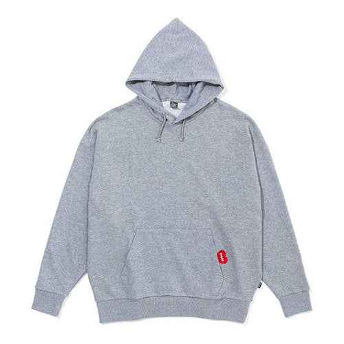 日本限定 13oz - FURRY HEART HOOD寬鬆版連帽上衣 /休閒上衣 -正面心型POLER 刺繡/淺灰
