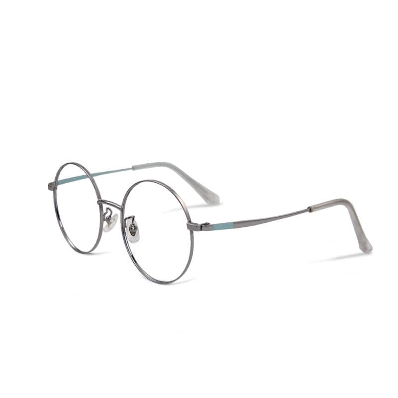 雷尼斯法雅的黑色精靈│玄黑微霧光輕量鈦金屬緞面北歐質感圓框UV400濾藍光眼鏡
