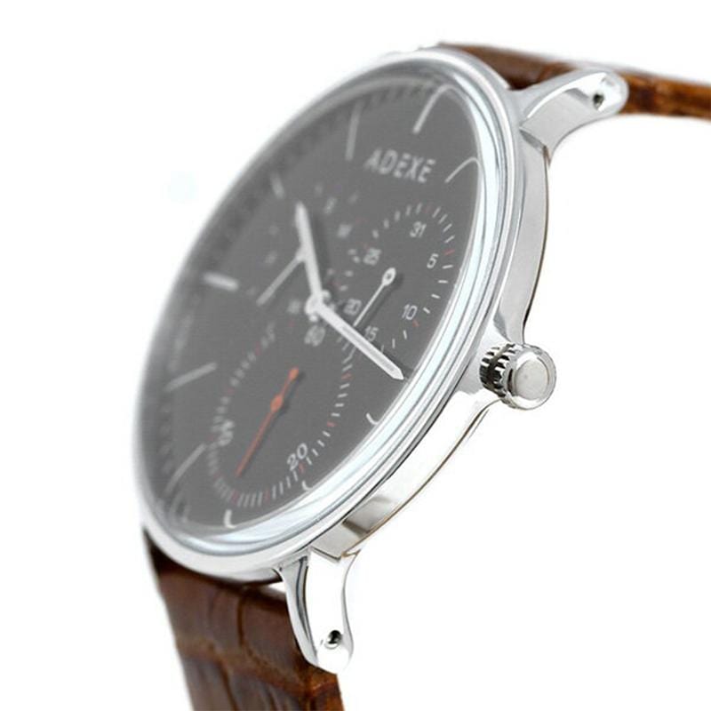 THEY三眼系列 黑錶盤x銀錶框皮革錶帶41mm -1868A-04