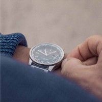 Tube ｜北歐工業齒輪設計腕錶 42mm 黑錶盤 銀鋼帶
