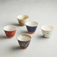 日本美濃燒 - 古窯釉彩陶杯-禮盒組(5件式)