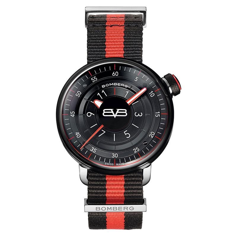 BB-01 黑紅帆布帶錶款 + 懷錶鍊｜加碼贈送 BOMBERG原廠手環，數量有限，送完為止!