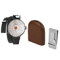 【買錶送原廠手環，款式隨機，送完為止!】KLOK-08-D2 橘軸錶頭＋IL BUSSETTO X KLOKERS BELL皮革懷錶套件＋黑色時尚多功能錶帶