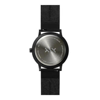 Tube ｜北歐工業齒輪設計真皮腕錶(40mm, 霧黑錶盤、黑皮革錶帶)