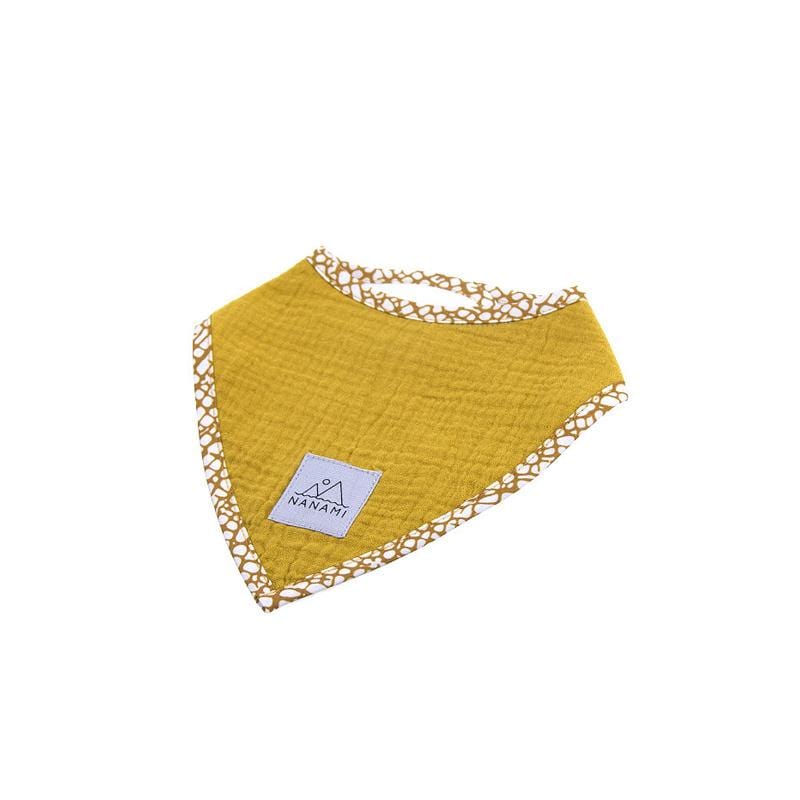 雙層有機棉三角領巾/圍兜-黃色