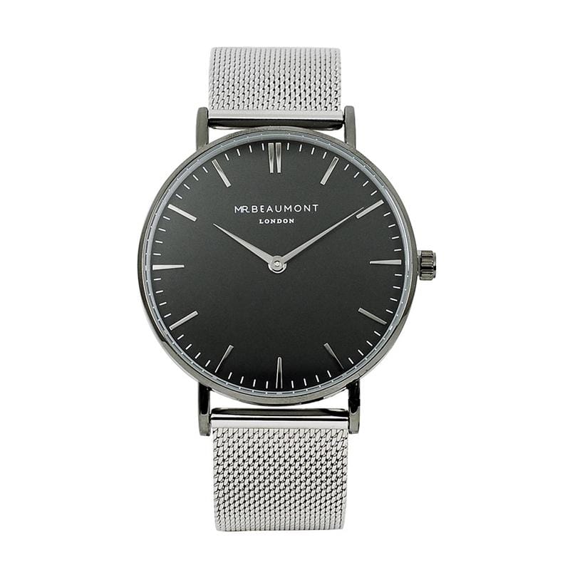 牛津米蘭錶帶系列 黑錶盤黑框x銀色錶帶手錶41mm MB1802 Mesh Silver Black