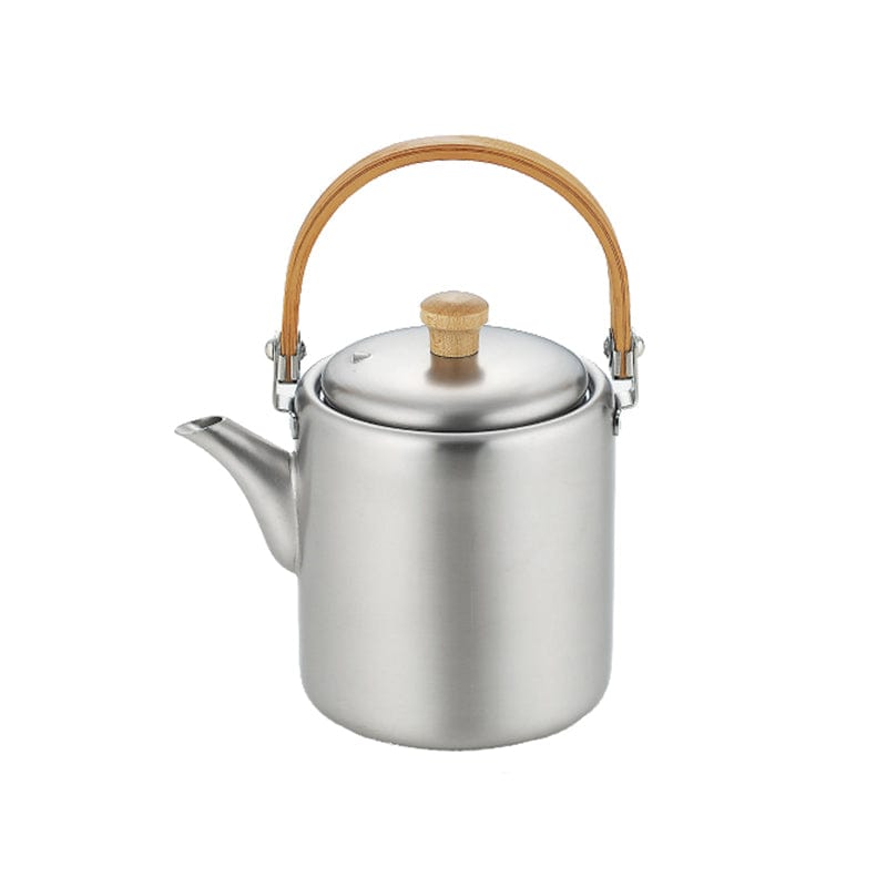 日本製18-8不鏽鋼直筒茶壺(木柄上提把手)-400ml | 日本相澤工房