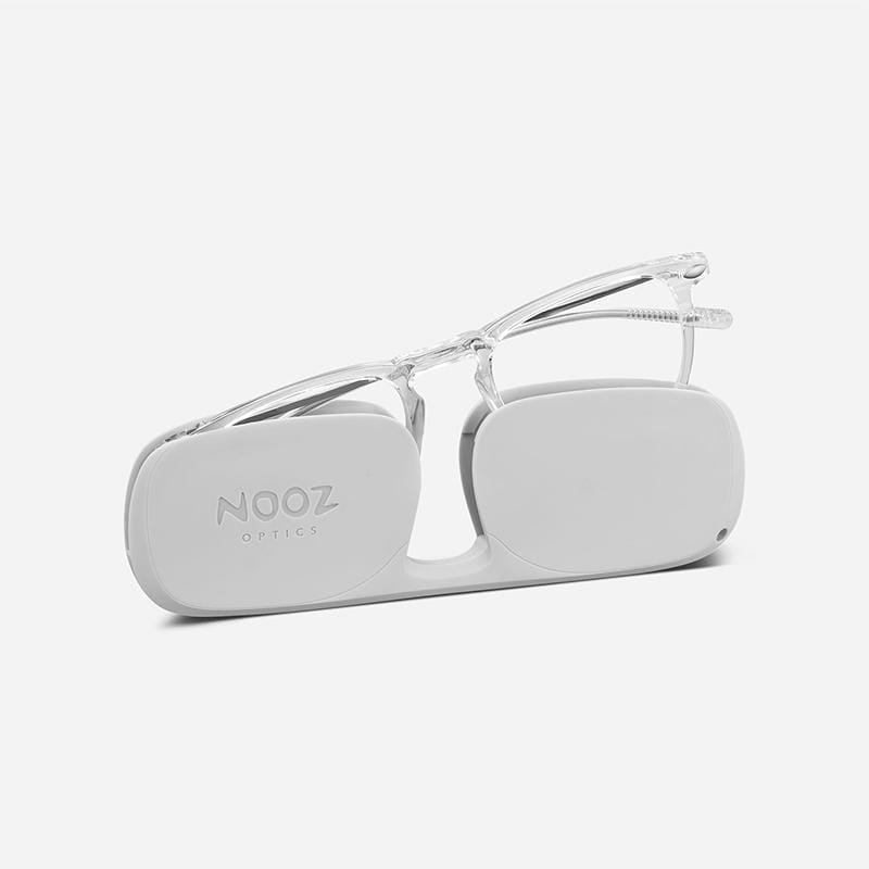 抗藍光時尚造型平光閱讀眼鏡-鏡腳便攜款（矩形-透明色）