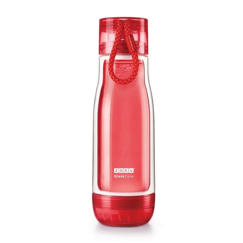繽紛玻璃雙層隨身瓶(475ml) - 紅色