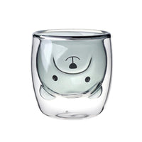 台灣宜龍雙層玻璃-暗黑熊杯(250ml)透明