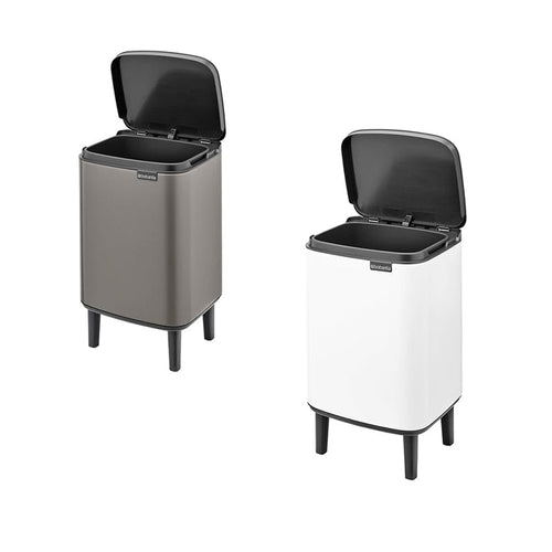BO WASTE BIN 高腳環保掀蓋式垃圾桶7L-(煤灰褐/純淨白)