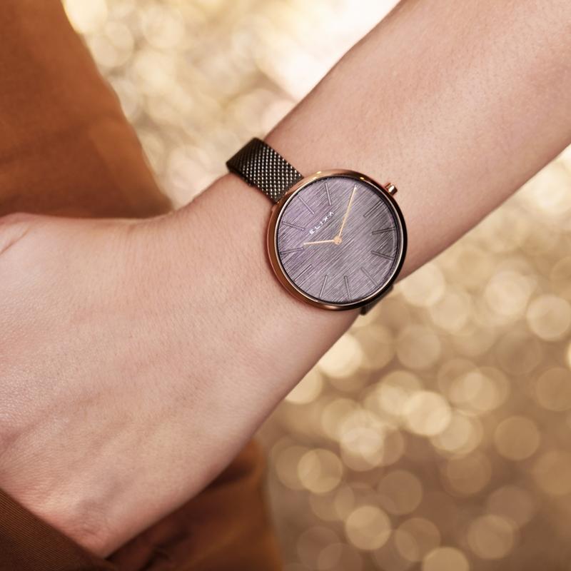 Beauty簡約刻度金屬系列 黑色米蘭錶手錶帶36mm E127-L529
