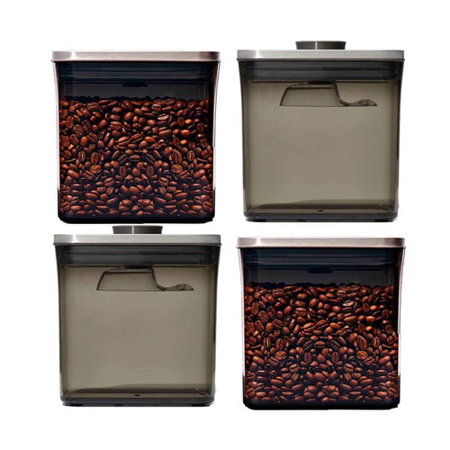 【新品上市 獨家首賣】 POP 不鏽鋼咖啡豆保鮮盒1.6L(4入) 贈配件POP匙125mlx4