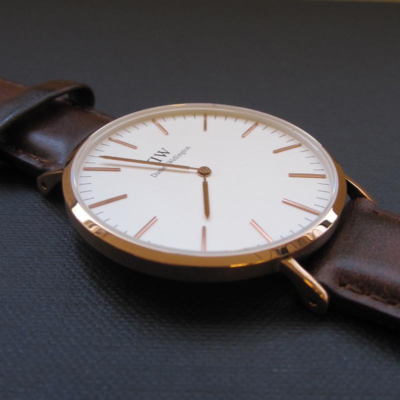 瑞典 Daniel Wellington St Mawes 棕色皮革錶帶 玫瑰金錶框 男錶 40mm