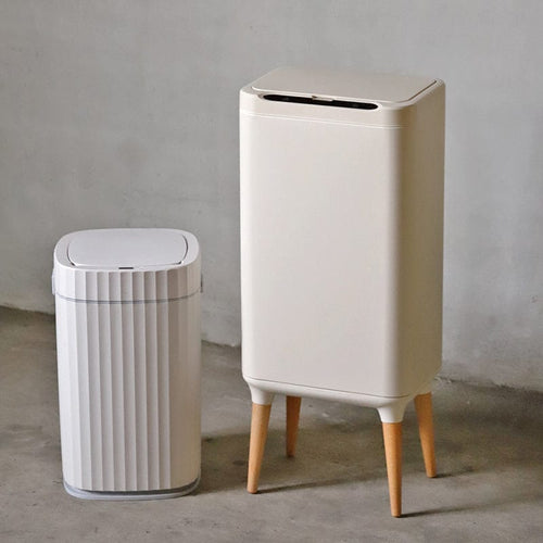 不鏽鋼高腳除臭感應垃圾桶 ELPH9713U-WH大麥白+拉袋打包感應垃圾桶 ELPH5912