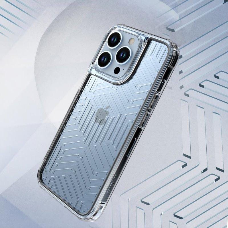 LINKASEAIR iPhone 13 Pro / 13 Pro Max 浮雕蝕刻技術防摔抗變色抗菌大猩猩玻璃保護殼-幾何線條