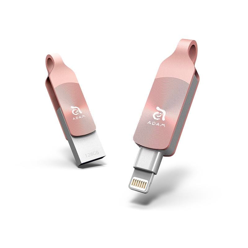 iKlips DUO+ APPLE專用雙向USB 3.1極速多媒體行動碟 128G- 玫瑰金