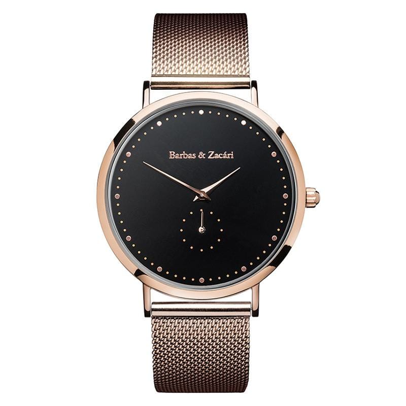 千年系列 - 玫瑰金色金屬錶帶/錶框-黑色錶盤43mm