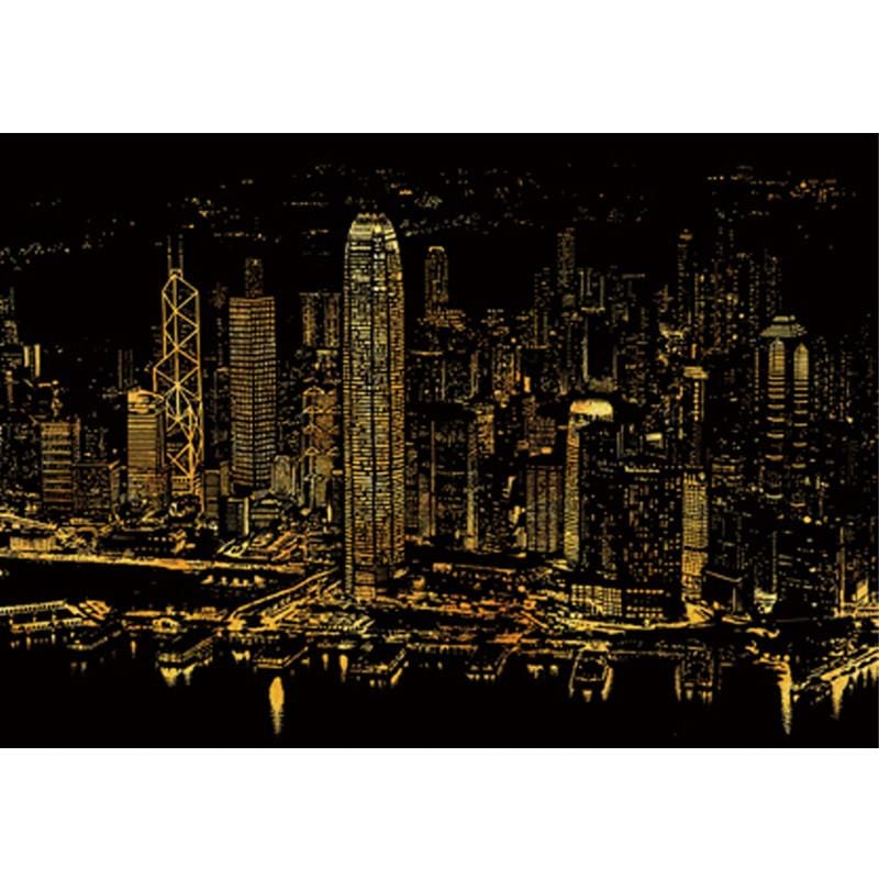 手刮城市夜景圖(附精緻專屬刮棒) - 香港