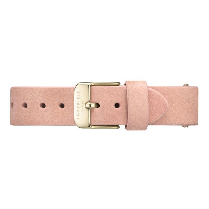 粉色絨面皮革 金色錶扣替換錶帶/16mm