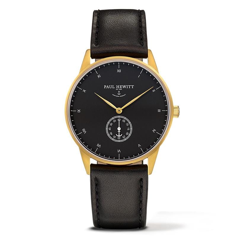 德國出品 Signature 經典黑色皮革錶帶 單眼黑錶盤 金色錶框 38mm 大錶面