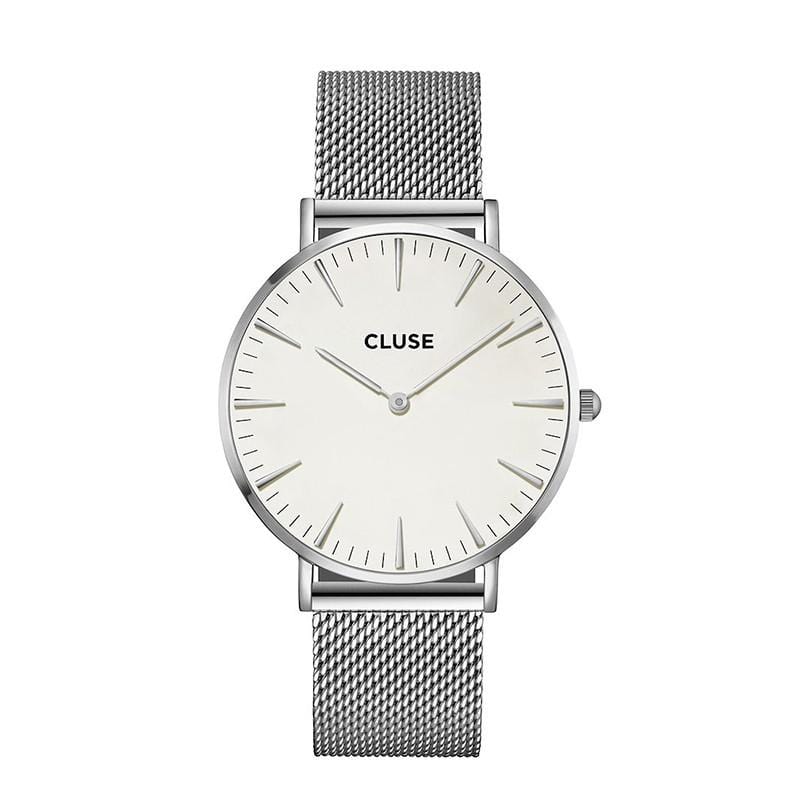波西米亞不鏽鋼系列 白錶盤/銀色金屬錶帶