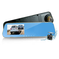 CR08 前後雙鏡頭防眩藍光後視鏡型行車記錄器-加贈16G記憶卡