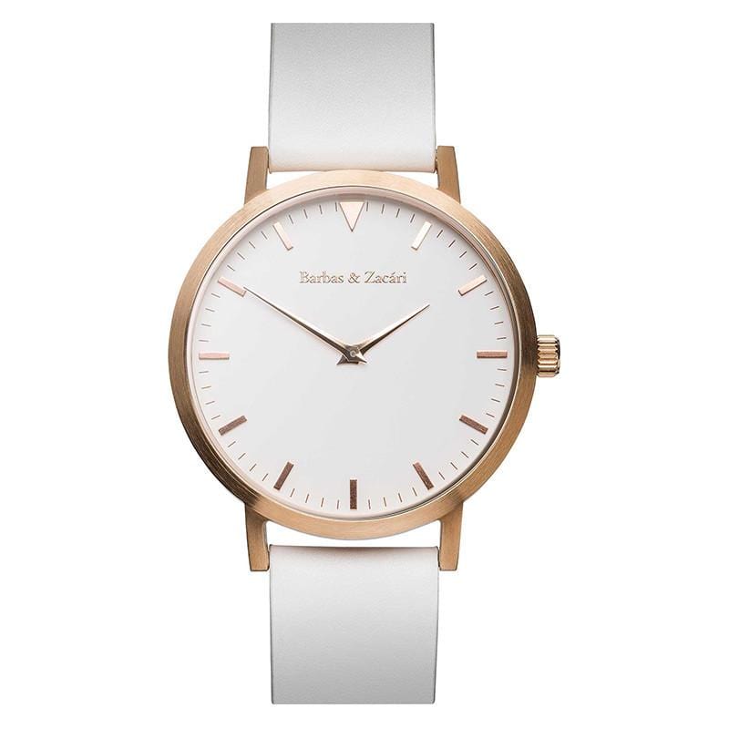 原始系列 - 白色皮革錶帶-玫瑰金色錶框-白色錶盤43mm