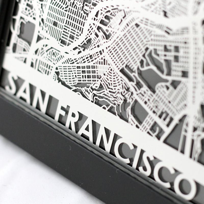 5 x 7不鏽鋼雷射切割地圖 - 舊金山