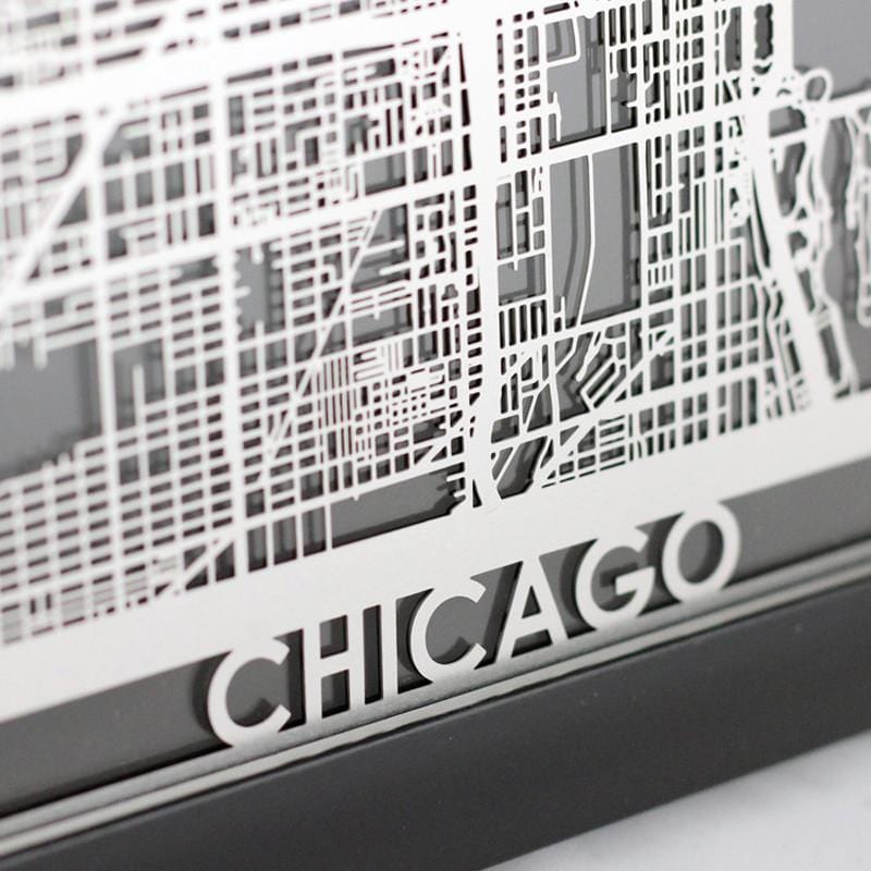 5 x 7不鏽鋼雷射切割地圖 - 芝加哥