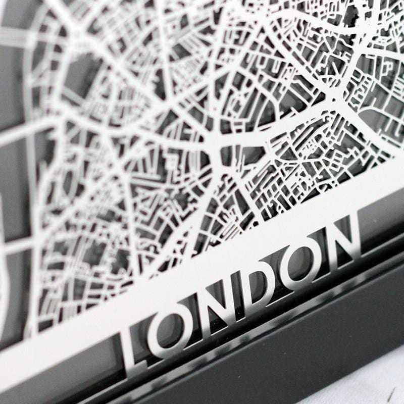 5 x 7不鏽鋼雷射切割地圖 - 倫敦