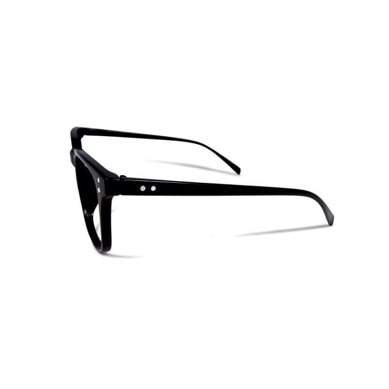 墨爾本的天空之鏡│ 日系都會簡約設計金屬裝飾純黑UV400輕量TR90方框濾藍光眼鏡