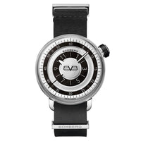 BB-01 全鋼黑白面皮錶帶錶款 + 懷錶鍊｜加碼贈送 BOMBERG原廠手環，數量有限，送完為止!