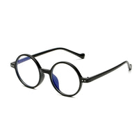 古著簡約高帽黑小圓框輕量TR90光學框UV400濾藍光眼鏡