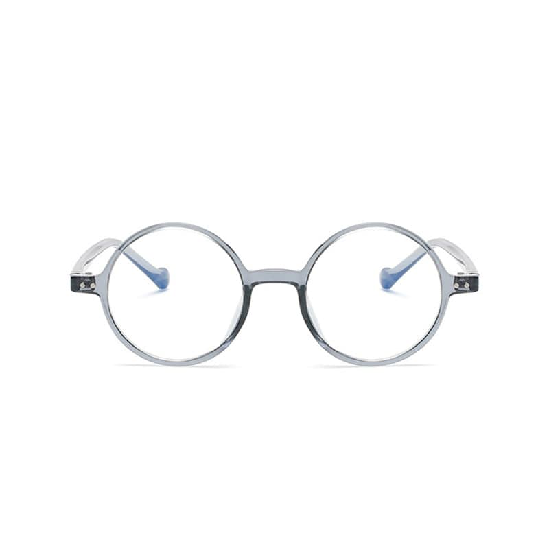 古著簡約典雅灰小圓框輕量TR90光學框UV400濾藍光眼鏡