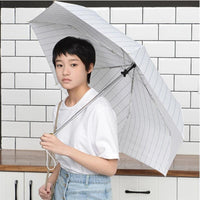 工裝格子系列三折自開收晴雨傘(白色)-8441