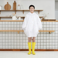 格子幾何系列蝙蝠衫風雨衣(白色)-8603