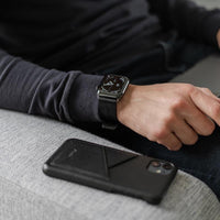 Apple Watch 義大利手工 全粒面小牛皮革錶帶 - 黑色
