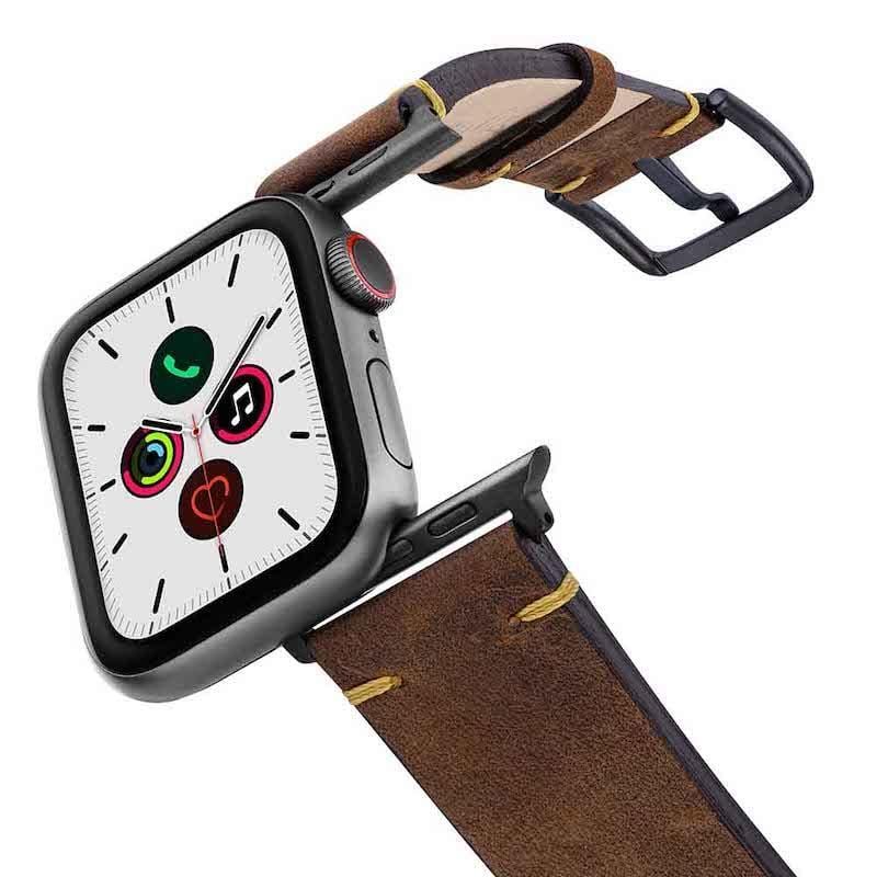 Apple Watch 義大利手工 小牛皮復古錶帶 - 深棕色